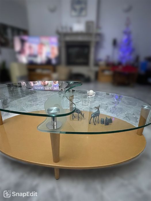 Mesa de centro madeira e vidro