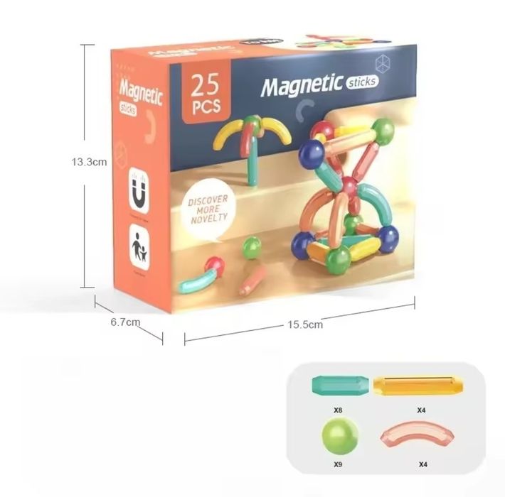 Магнітний конструктор 25 деталей, магнітні блоки
