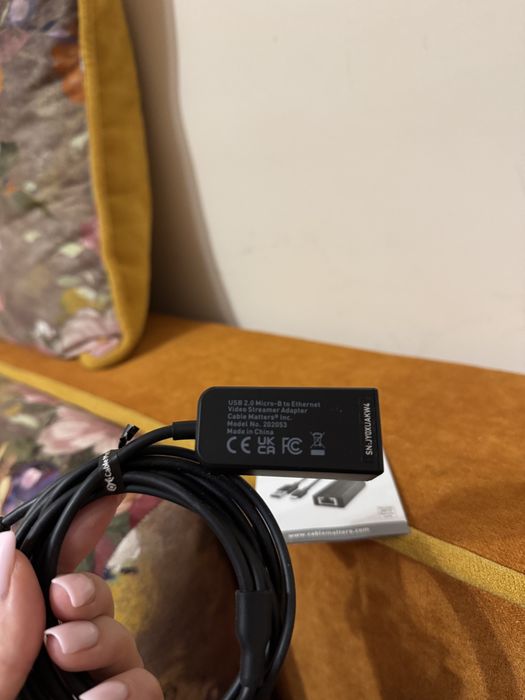 Мережевий адаптер Cable Matters USB 2.0 Micro-B to Ethernet, перехідник для ноутбука для компʼютера