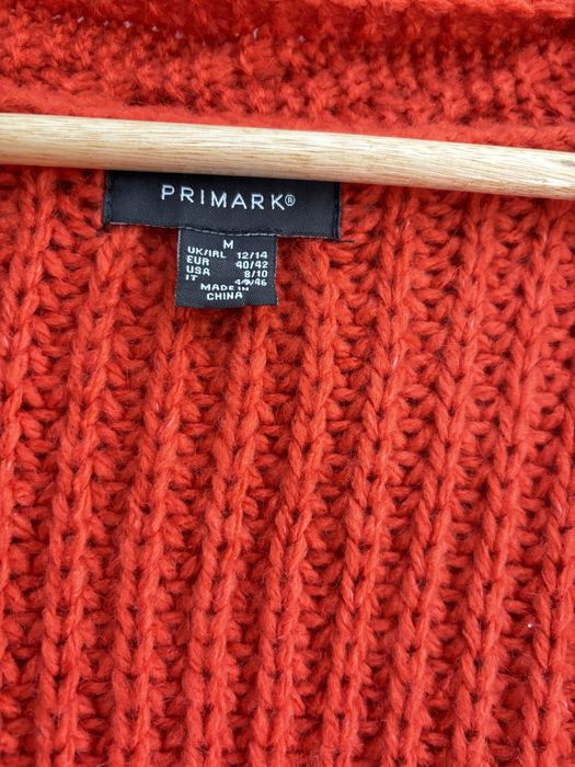 Primark pomarańczowy sweter, Kardigan warkocz splot M L