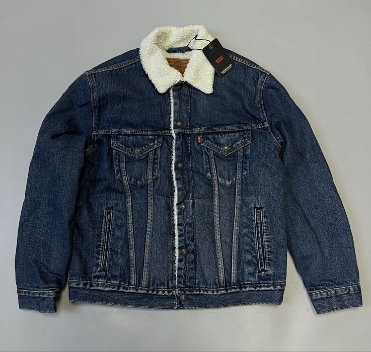 Levis Premium Sherpa оригинал куртка шерпа новая мужская на осень тёплая левис размер М (NEW) с бирками тёмно синняя
