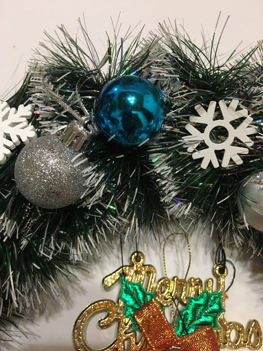 Новорічний вінок на двері /  діаметр 37 см / різдвяний вінок