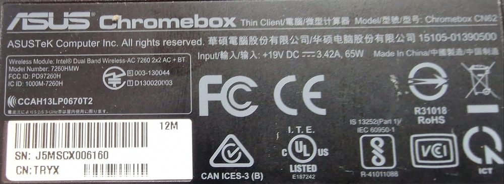 Mini PC Asus Chromebox 7260HMW