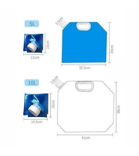 Saco de Água Dobrável Portátil de 5L/10L, para Exterior – Azul – Goeik