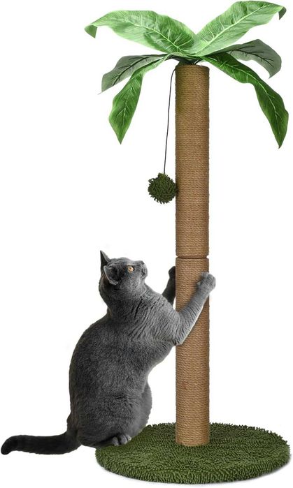 Stojący słupek wieża drapak dla kota palma z matą interaktywną zabawką