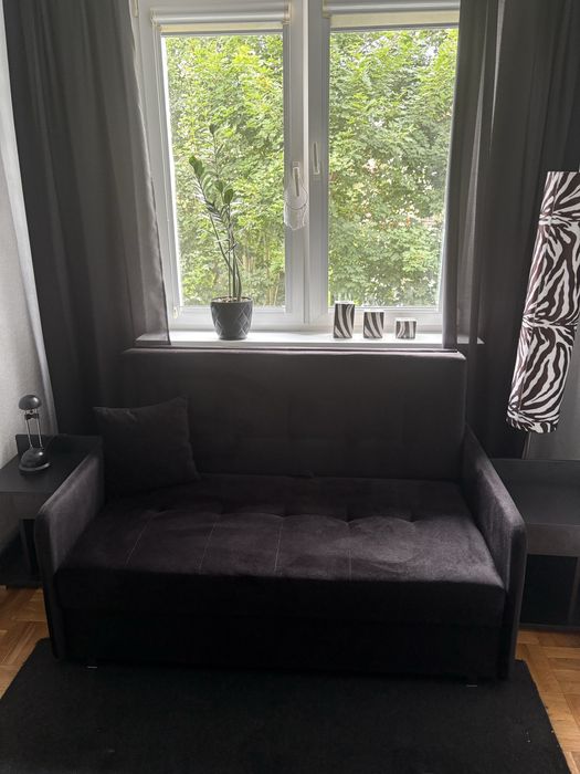 Sofa rozkladana czarna z funkcją spania