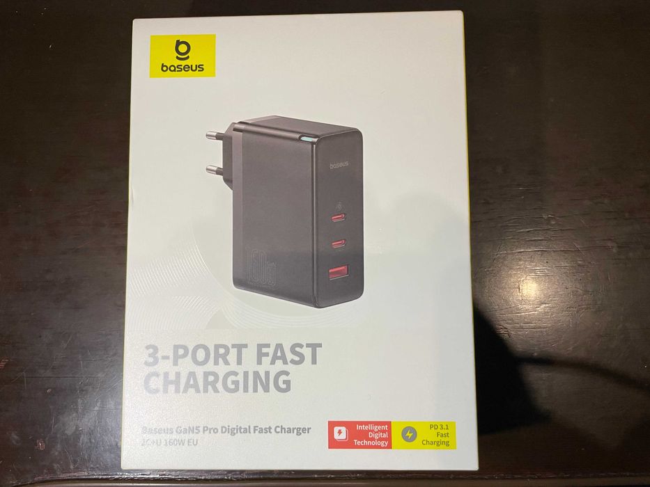 Зарядка Baseus GaN5Pro 160w +кабель 240w, 2Type-C, 1USB