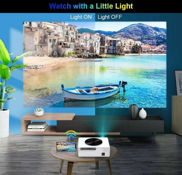 Vídeo Projetor led 9000 lumens + WiFi + NATIVA 1080P / NOVOS