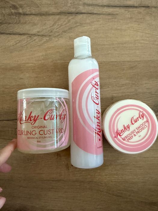 Kinky curly curling custard trio