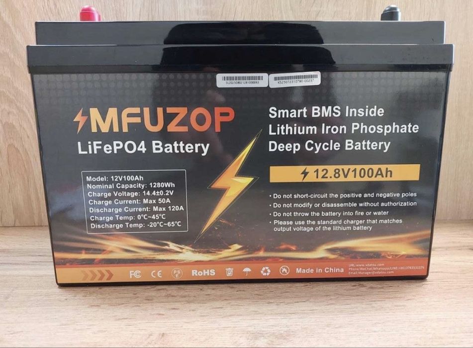 ‼️Литий-железо-фосфатный аккумулятор/LiFePO4 12.8V 100Ач BMS / Батарея