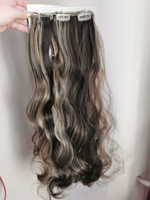 Doczepiane włosy clipin 65cm blond ciemny brąz