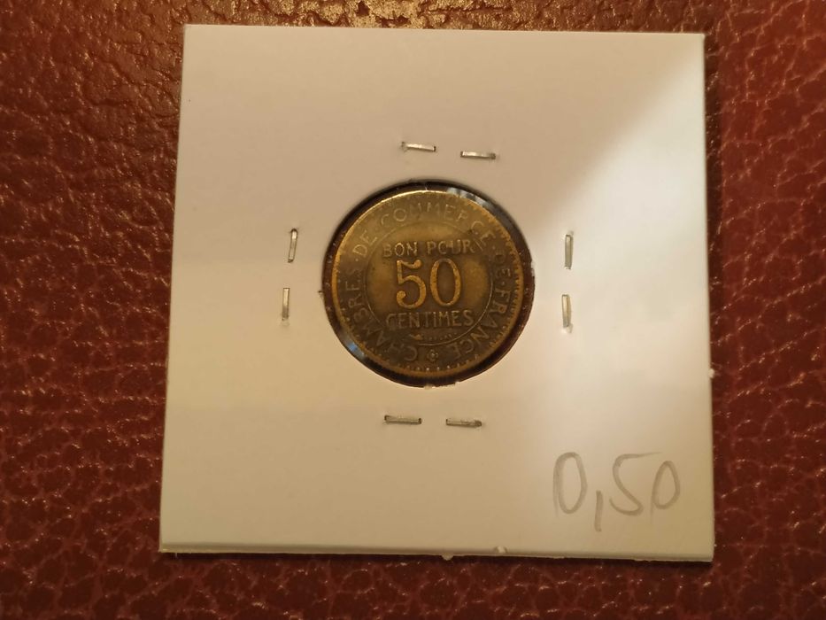 França - moeda de 50 centimes de 1923