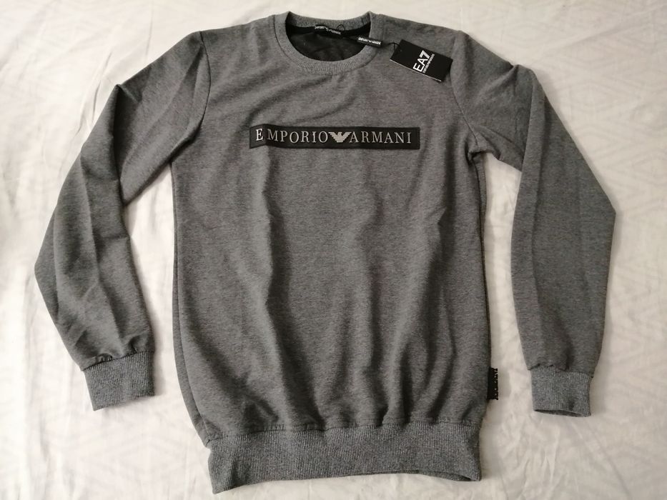 NOWA męska bluza Emporio Armani bluzka EA klasyk blaszka szary S