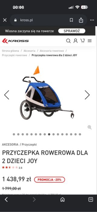 Przyczepka rowerowa dla dziecka 2os. KROSS