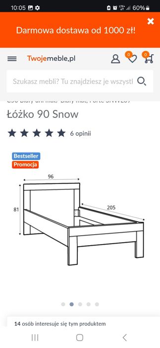 Łóżko białe -rama