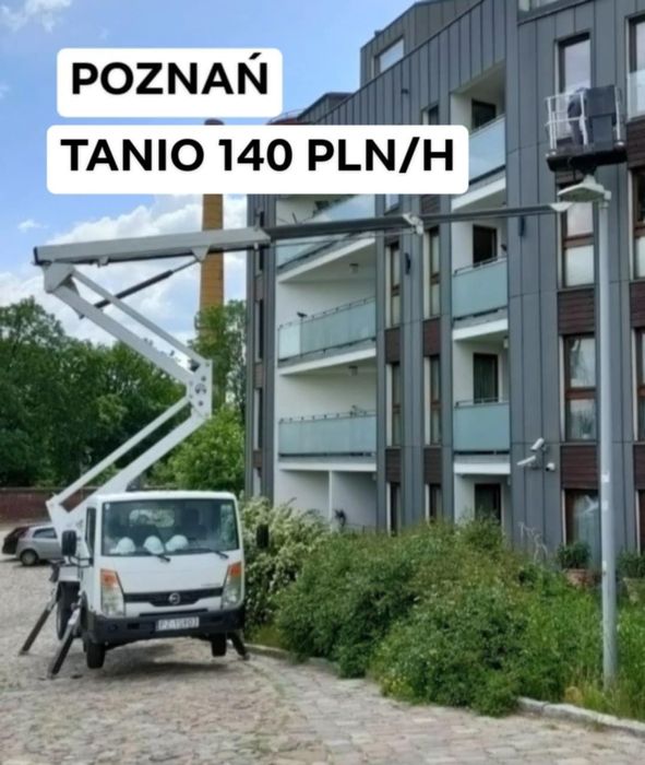 Podnośnik koszowy Poznań 20m usługi zwyżka wysięgnik wynajem
