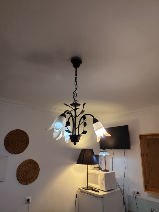 Candeeiro metal e vidro