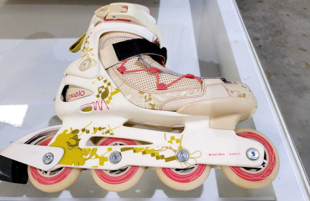 Patins Linha Adulto como novos > Rosa/Creme >Tamanho 41 >Usados 1 vez