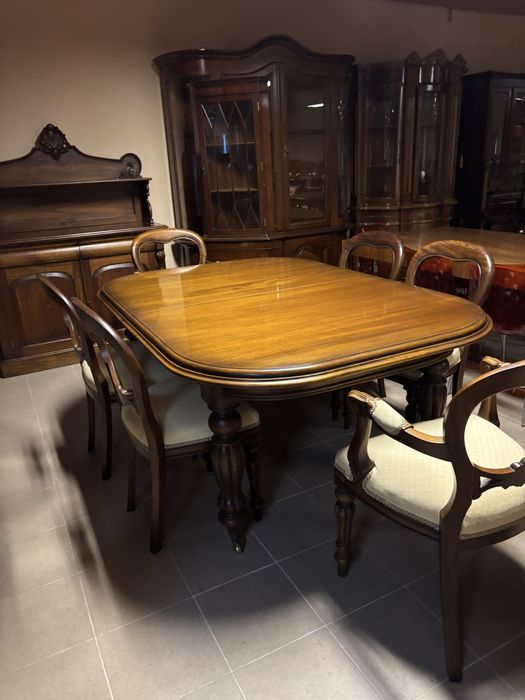 Zestaw Stylowy Stół 8 Krzeseł Komoda Angielskie Meble Stylowe