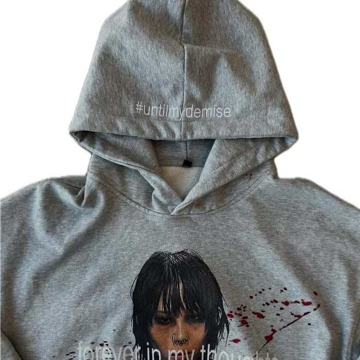 untilmydemise худі y2k hoodie grey серое худи с принтом y2k opium sk8