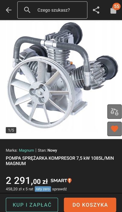 Pompa spreżarka  kompresor 7,5 kW 1085L/MIN Magnum  Walter Remza