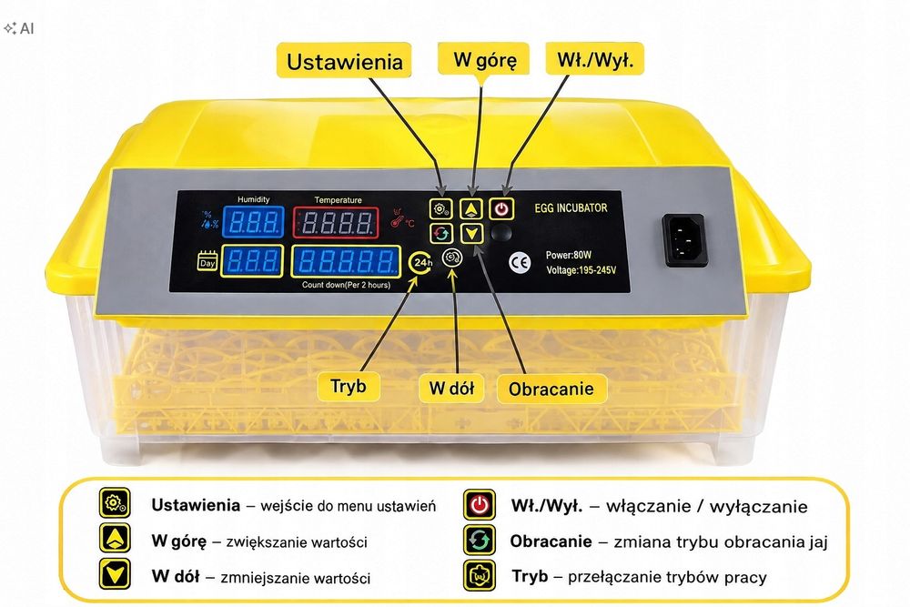 Inkubator Do Jajek Automatyczny Klujnik Wylęgarka Wylęgarnia 48 Jaj