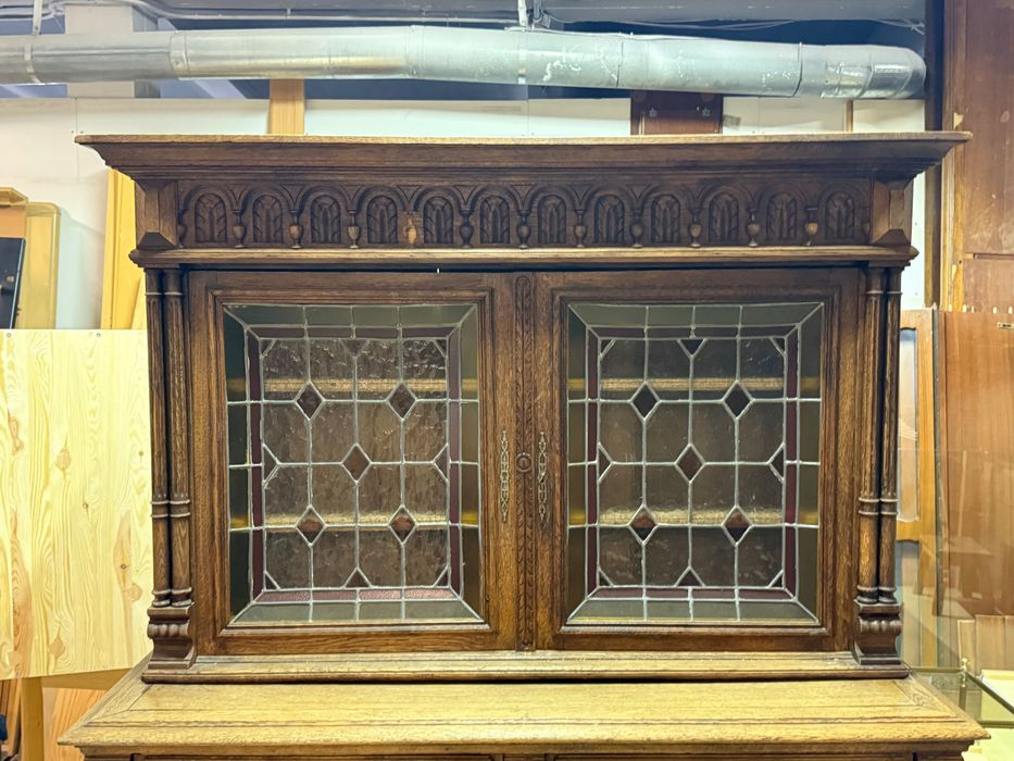 Eklektyczny kredens z Francji | Komoda + witryna witraże DOWÓZ