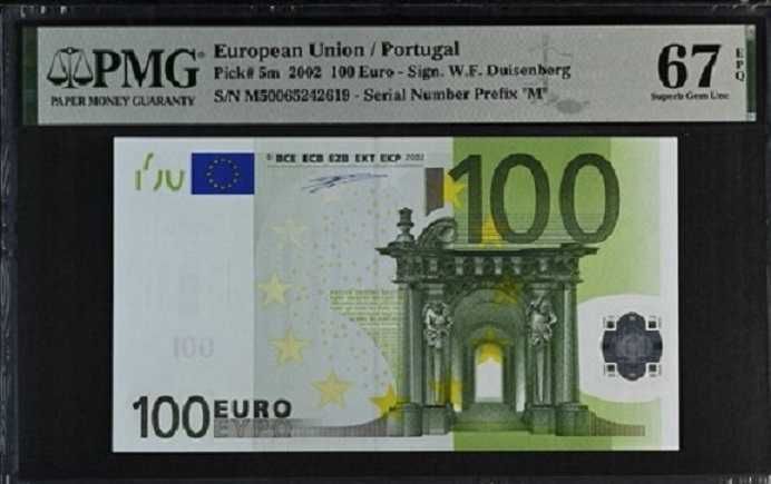 NOTA - PORTUGAL - 100 EUROS - 2002 - PMG 67 EPQ