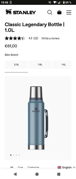 Garrafa térmica Stanley, 1 litro, nova