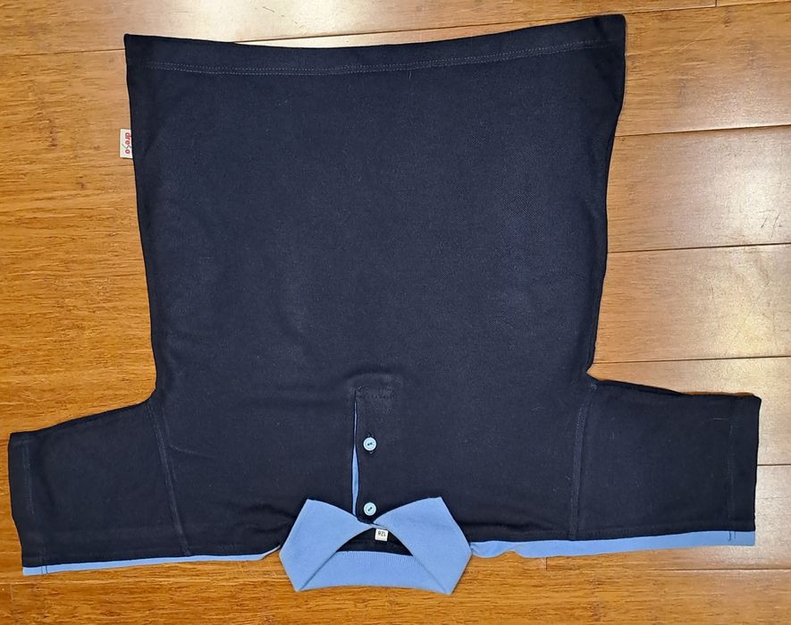 Polo dziecięce na 128 cm, granatowe z błękitnym,