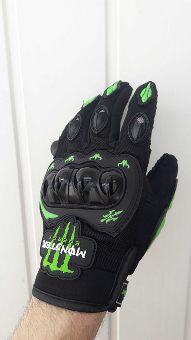 Перчатки Monster комплект 2 штуки чёрно зелёные размер XL