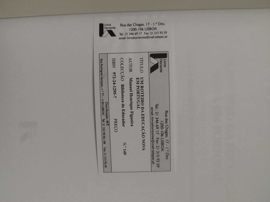 Livro "Um Roteiro da Educação Nova em Portugal"
