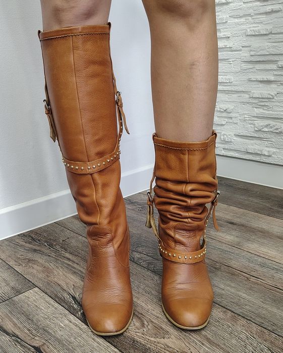 Чоботи з натуральної шкіри SLOUCHY BOOTS