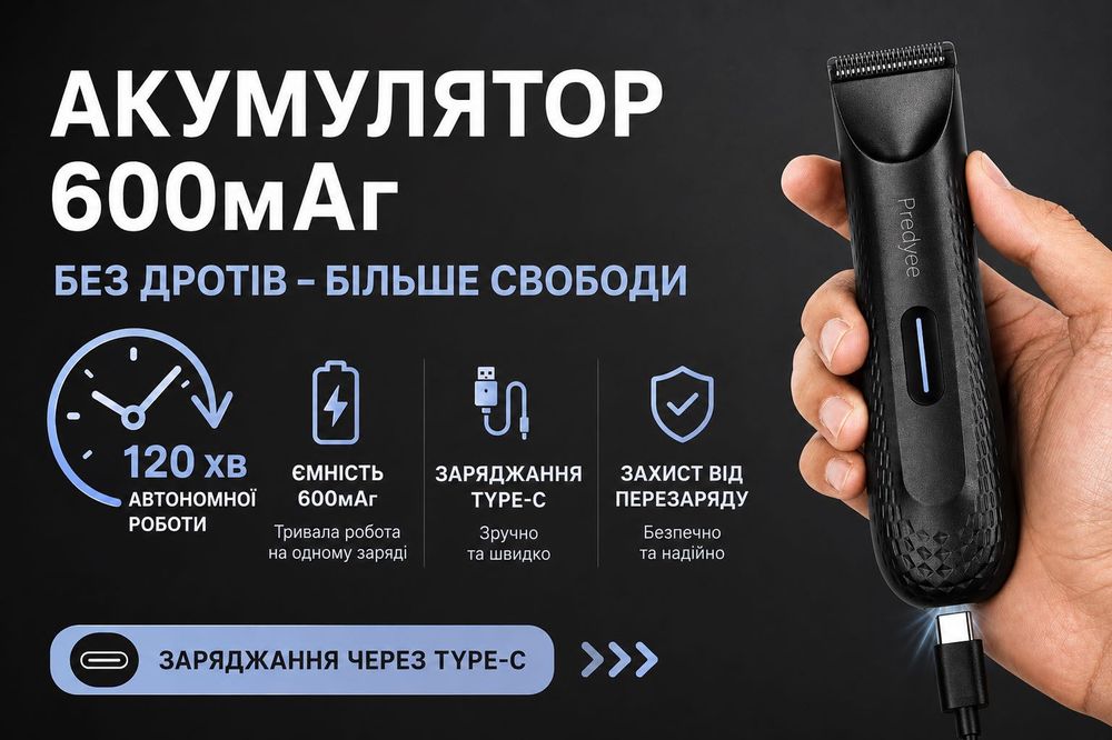 Тример Predyee Hair Trimmer RFCD-9088 – новий, акумуляторний, USB-C