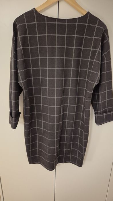Zara Sukienka czarna w delikatna kratkę oversize
