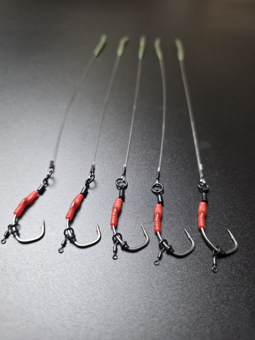 5 x Spinner Rig #4 mikrozadzior Lock Hook czerwony pozycjoner