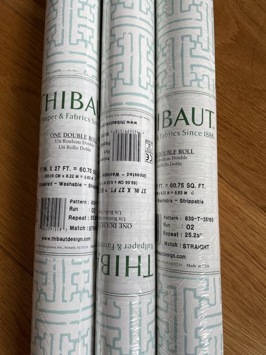 3 Rolos de papel de parede Thibaut