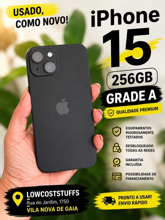 iPhone 15 256gb Preto, Como Novo, com Garantia