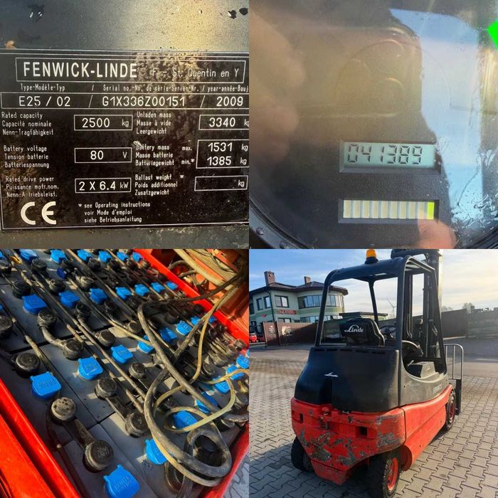 wózek widłowy elektryczny LINDE E25/02 Triplex 5.90m 2009 rok przebieg 4100mtg UDT aktualny przegląd