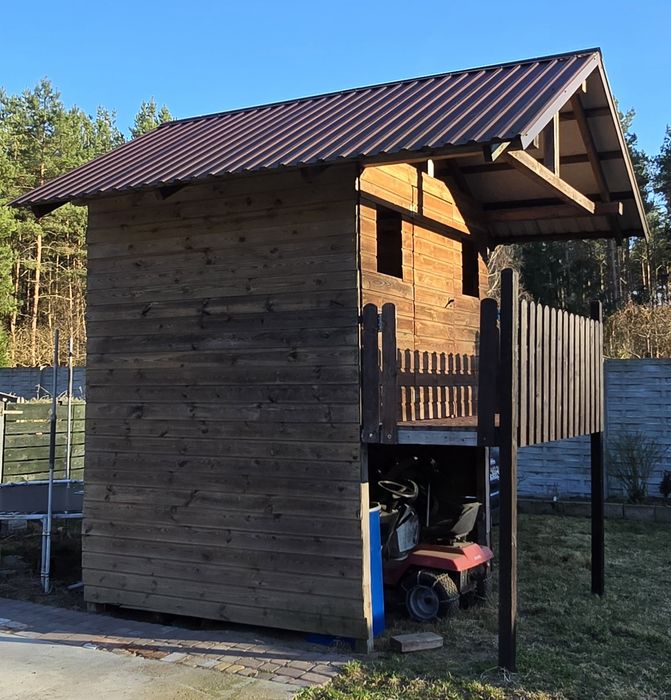 Domek drewniany 410cm x 240cm x 345cm + zjeżdżalnia