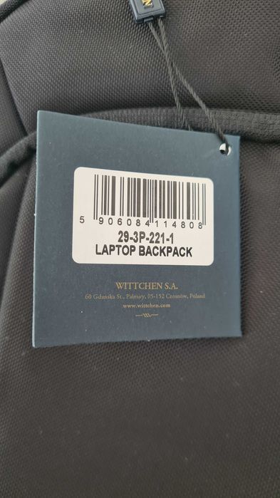 lecak Wittchen. Czarny. Plecak Backpack na laptop komputer. Nowy