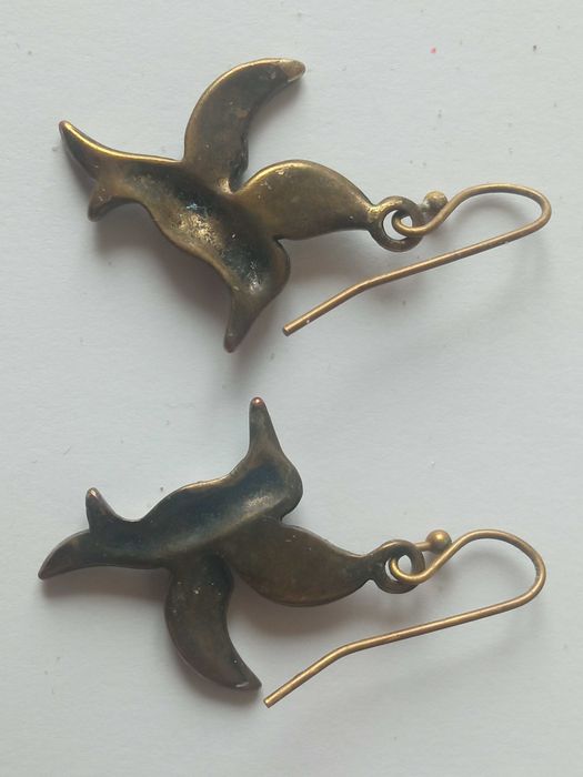 Kolczyki wiszące ptaki z kamyczkami Biżuteria sztuczna