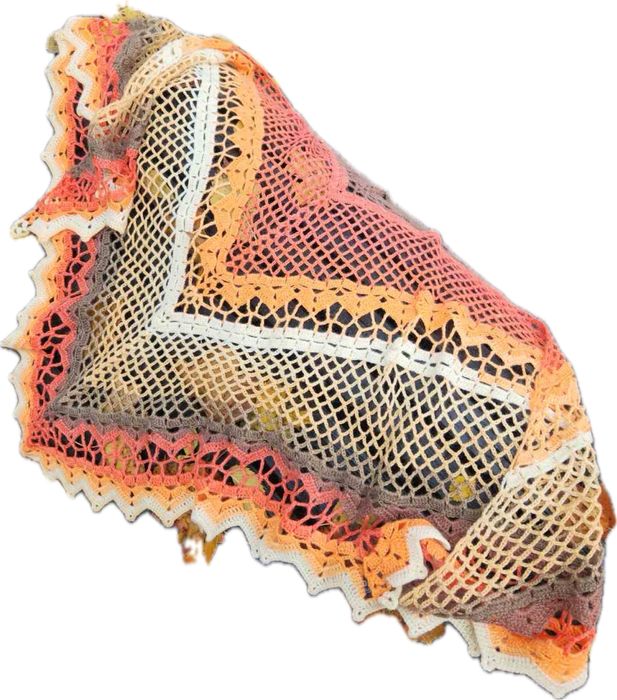 Chusta strzałka recznie robiona na drutach