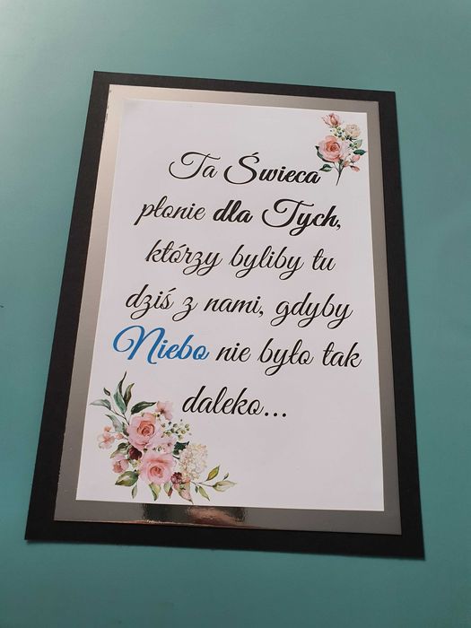 Karta A4 ta świeca płonie dla tych.. wesele, ślub