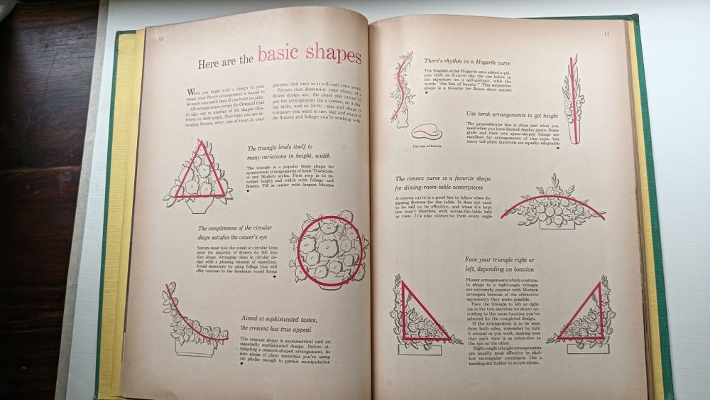 Livro vintage Flower Arranging USA de 1957