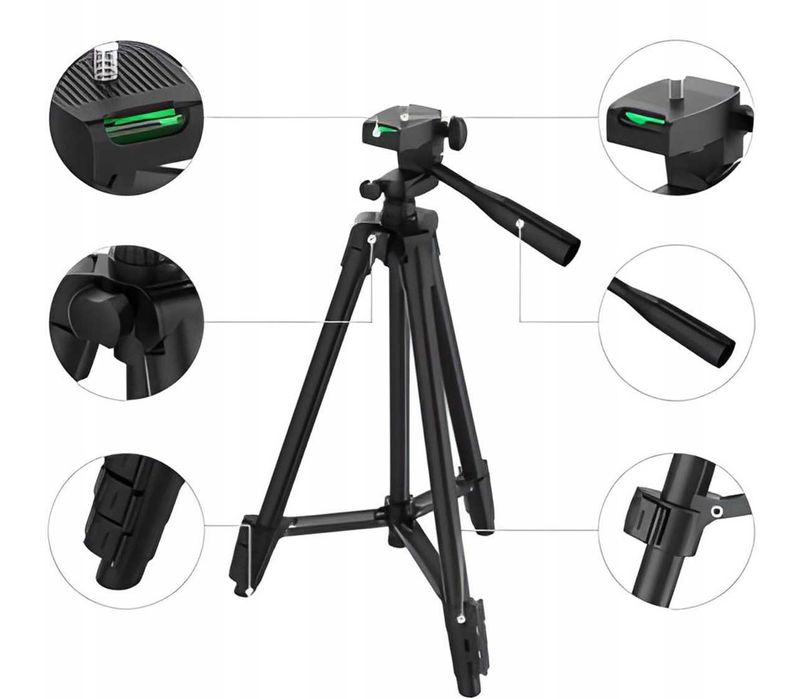 STATYW 4w1 TRIPOD 103cm z uchwytem na aparat telefon + PILOT DO ZDJĘĆ