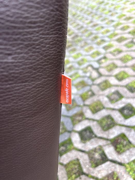 Fotel bujany skórzany szezlong bujanka chromowany