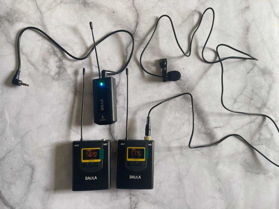 Беспроводной петличный UHF микрофон с ЖК, 1 передатчик и 1 приемник, ,