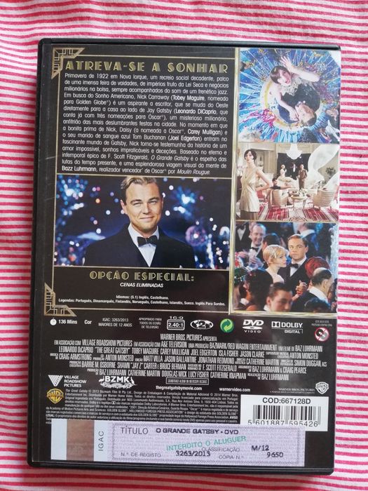 Dvd do filme "O Grande Gatsby" (portes grátis)