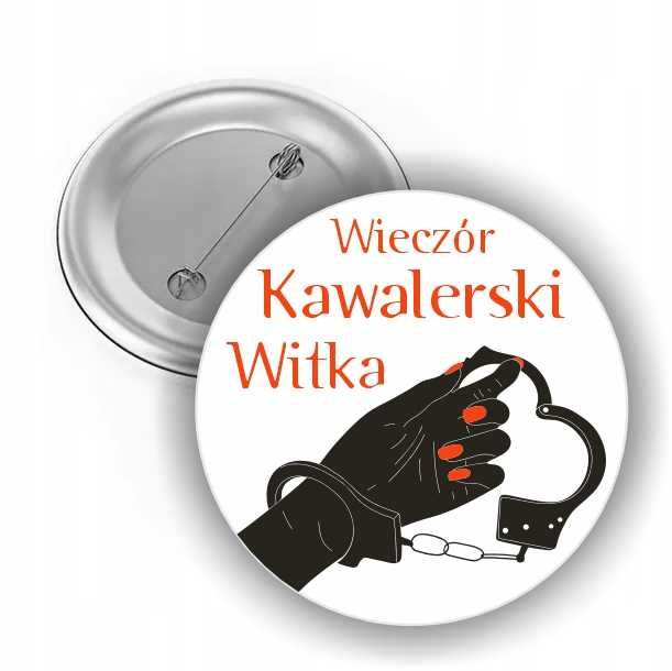 Przypinka na WIECZÓR KAWALERSKI button z agrafką ekipa pana młodego